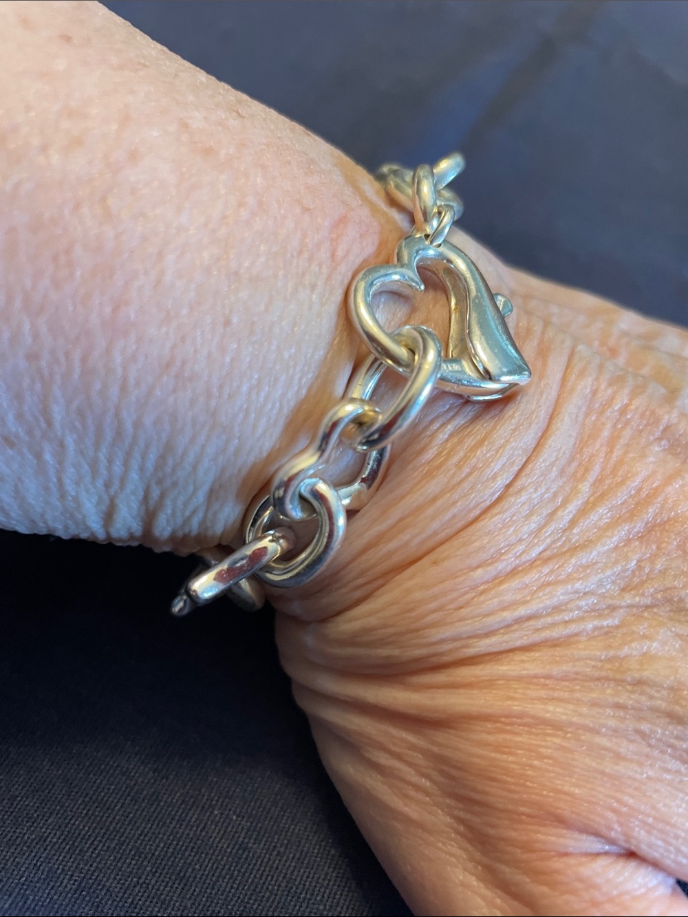 Vintage Premier Designs Silver Heart Link Bracelet